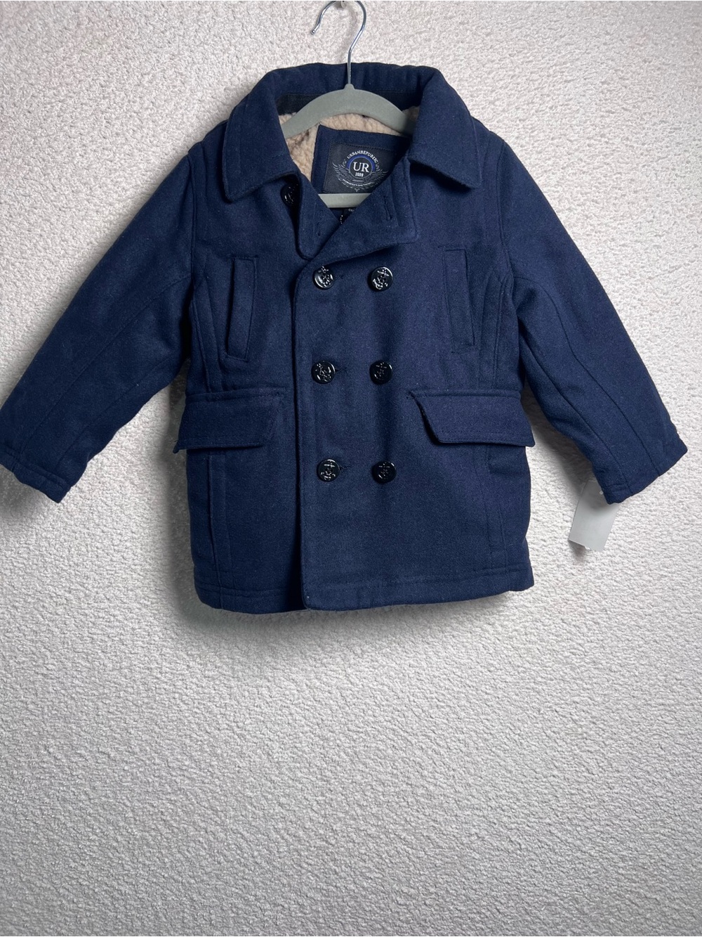 Urban Republic NWT Toddler Navy Blue Pea Coat Wool Blend Jacket Size 3T